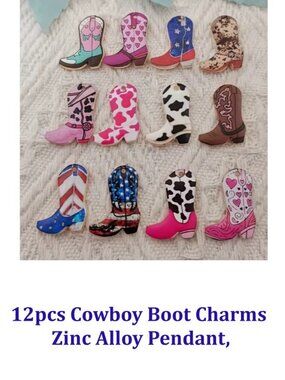 12pcs Cowboy Boot Charms  Zinc Alloy Pendant